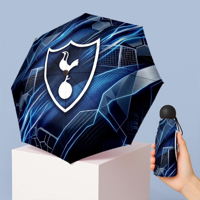 Tottenham Hotspur Pattern Printed Mini 5 Folds 8 Ribs Compact Umbrella Windproof Waterproof Lightweight Portable Folding