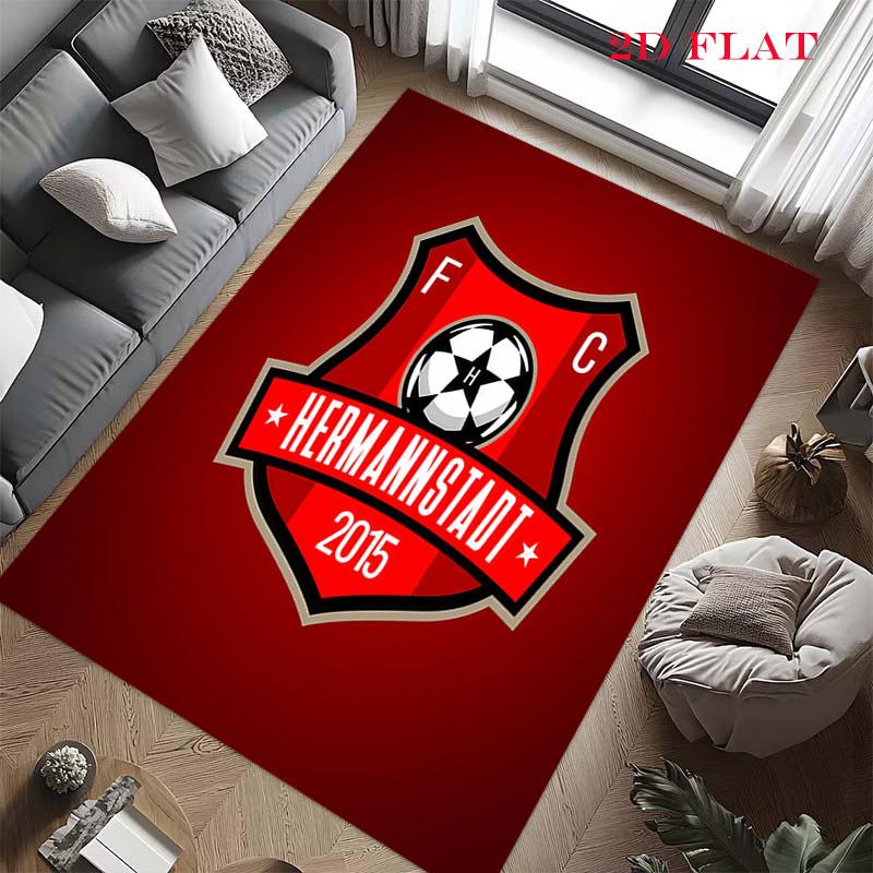 FC Hermannstadt Teppich für Wohnzimmer Schlafzimmer Zuhause Sofadekoration, Rutschfeste Bodenmatte für Kinder zum Spielen