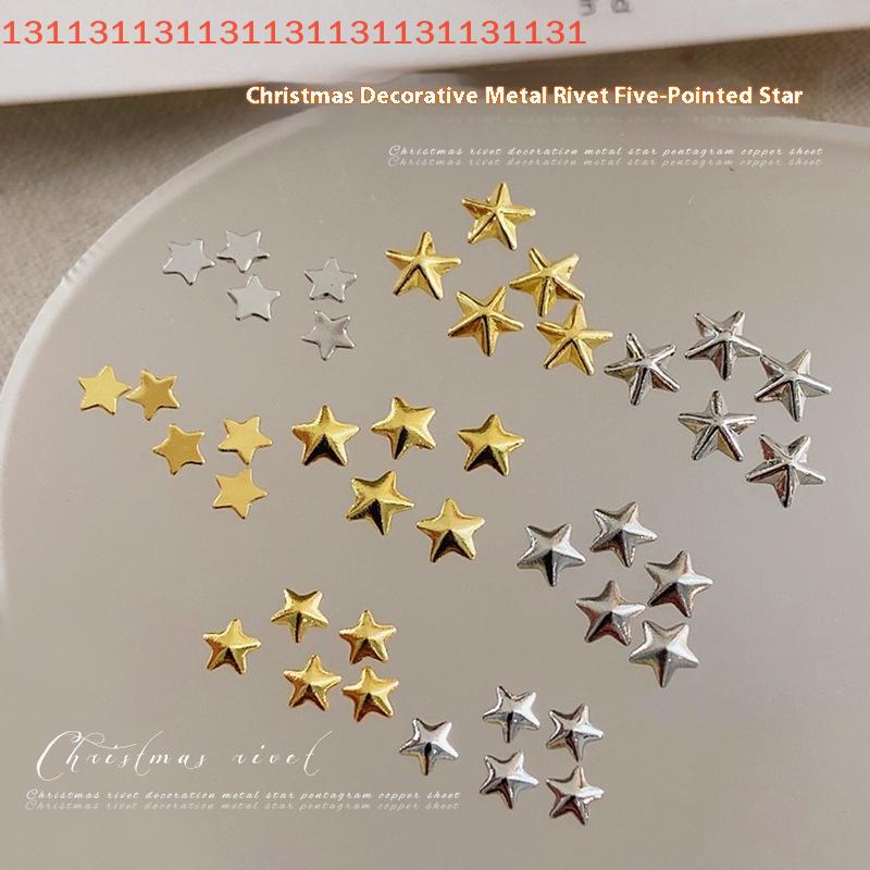 3D Alloy Five-Pointed-Star Gold Silver Diamond Nail Decoration Luxury Manicure Accessories Hollow Star Nail Art Art Rivet Charms