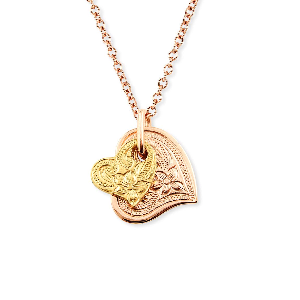 

[Aloha Lokahi] Aloha Lokahi Hawaiian Jewelry Necklace, Stainless Steel, Heart, Plumeria, Honu (Sea Turtle), Scroll Design, Rose Gold, Yellow Gold,