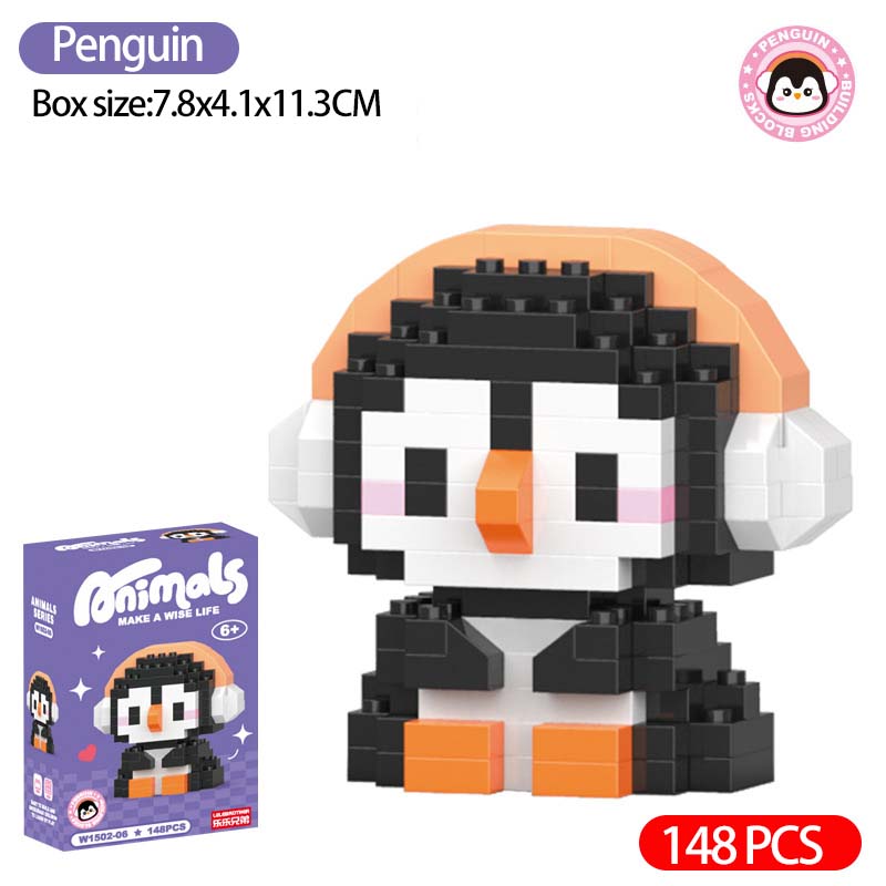 Children Cute Animal Micro Building Block Mini Model Bricks Educational Toys Cartoon Lion Chick Bricks Kids Puzzle Boy Girl Gift