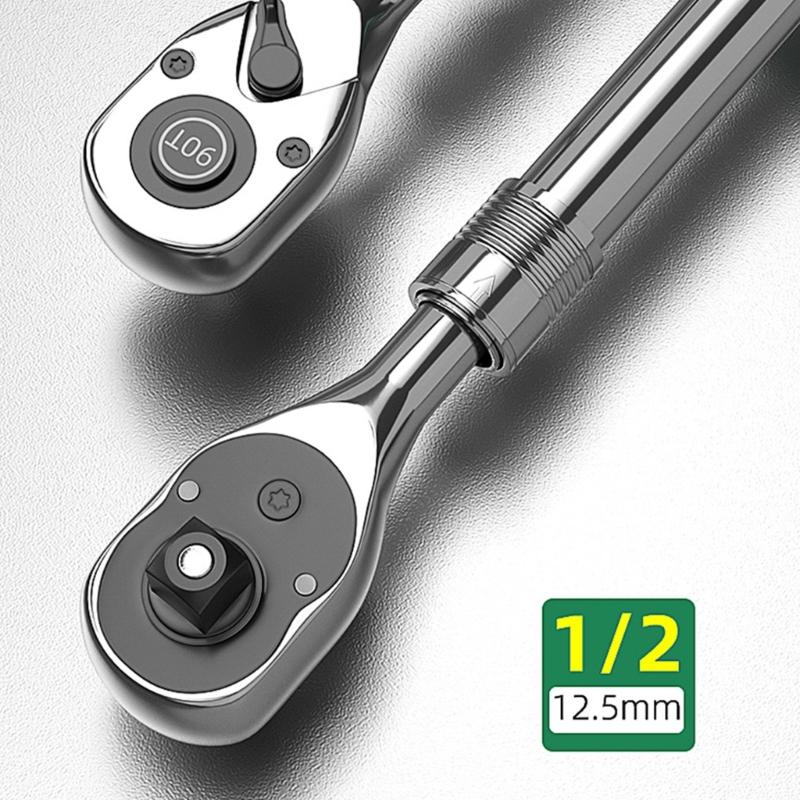 Adjustable Length Ratchet Spanner 90 Teeth Design Ergonomic Grip Professional Automotive Repair Ergonomic Handle Wrench