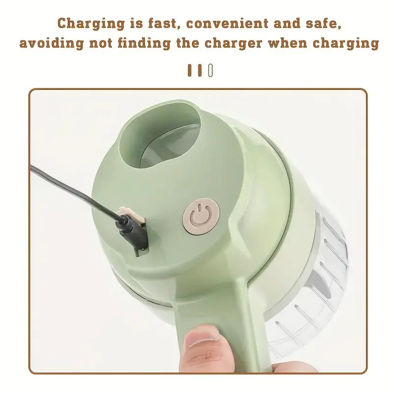 Multi Functional Portable Wireless Vegetable Processing Machine Electric 4-in-1 Vegetable Cutting Machine Set Suitable For Garlic, Chili, Celery, Meat
