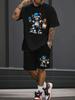 2025 Trendy Summer Men's Hip Hop Style 2-Piece T-shirt and Shorts Set