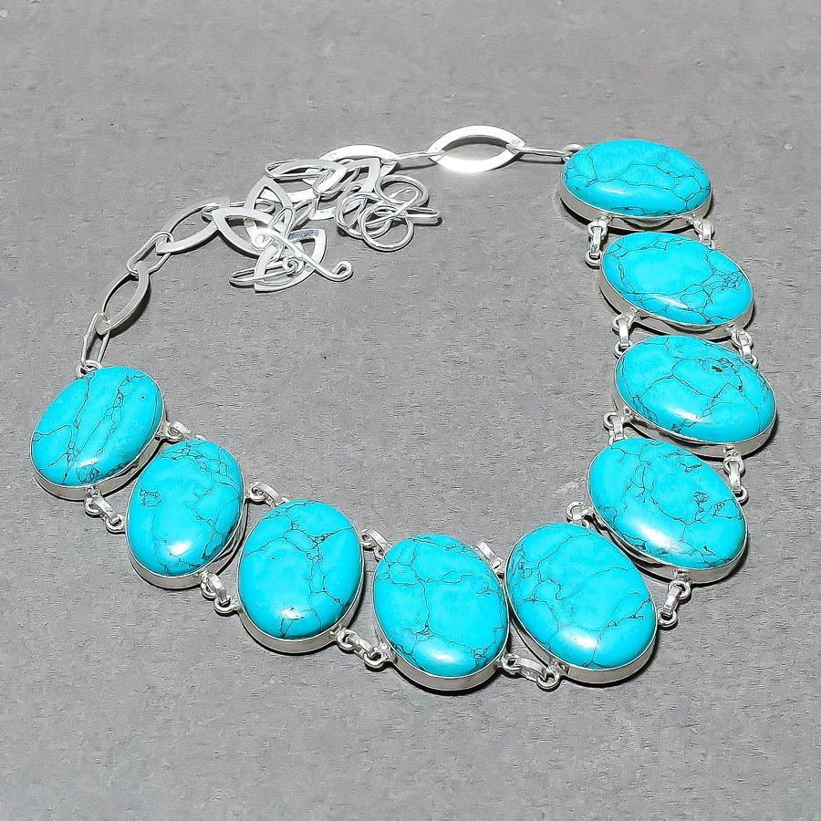 Santa Rosa Turquoise Necklace 18" Adjustable Chain Oval Gemstone Jewelry PT 4383