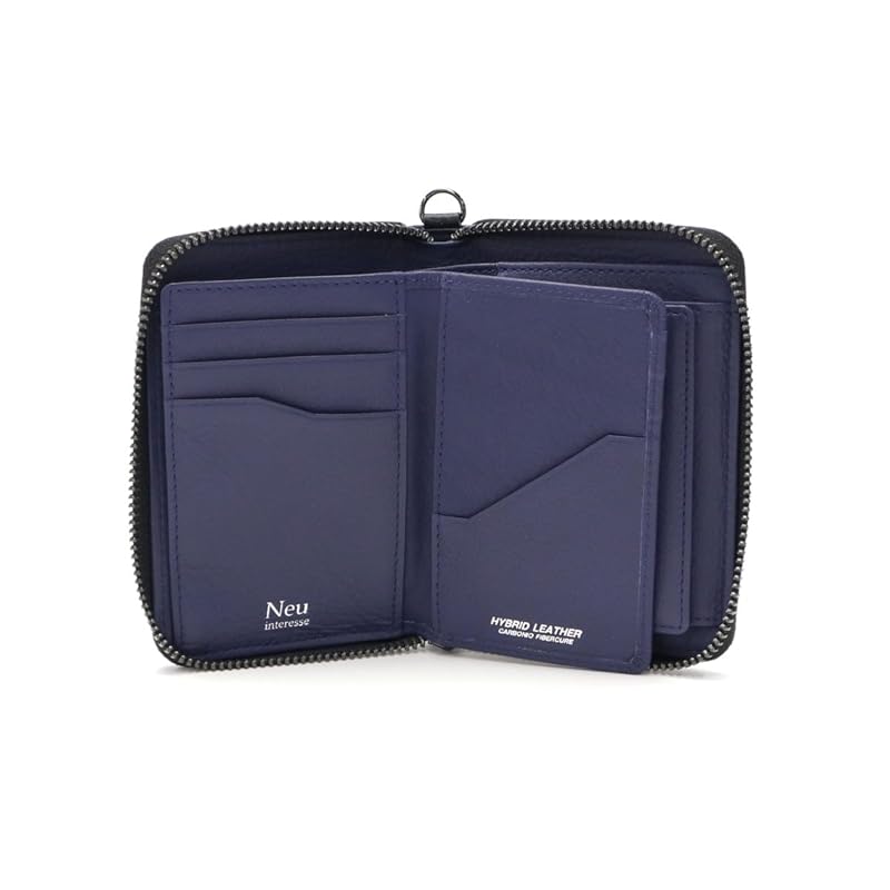 

[Neu Interesse]Neu interesse Schatten 2.0 Bi-fold wallet (vertical round zipper/bill compartment with inner tongue) 0708 Black x navy
