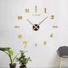 JO Frameless DIY Wall Mute Clock 3D Mirror Surface Sticker Home Office Decor