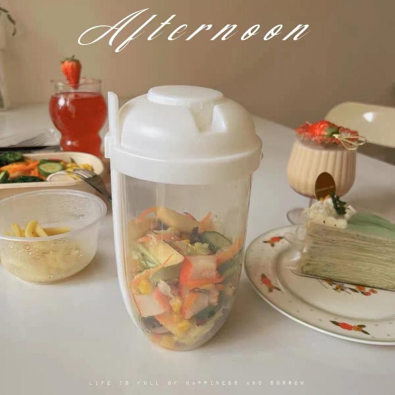 

Portable Transparent Salad Cup Weight Loss Healthy Slimming Low Fat Cup Food Grade Mason Cups With Lids Outdoor Accessories белый