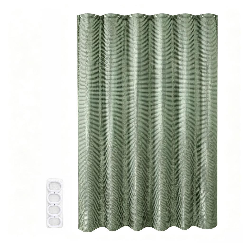 Shower Curtain with 12 Plastic Hooks, 180 cm, for Bathroom and Window