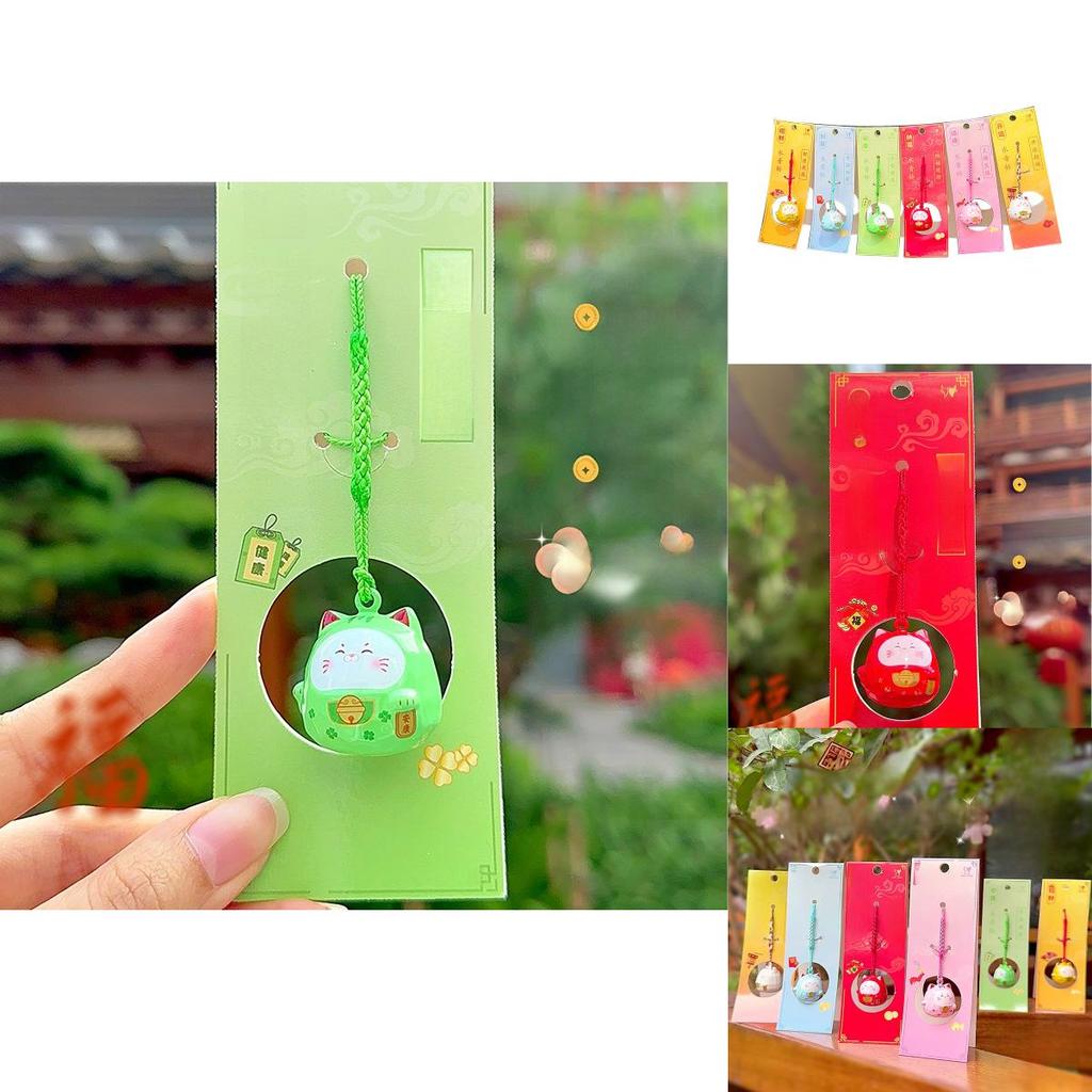 Jinnew Lucky Cat Copper Water Sound Bell Keychain With Handpainted Design For Good Fortune