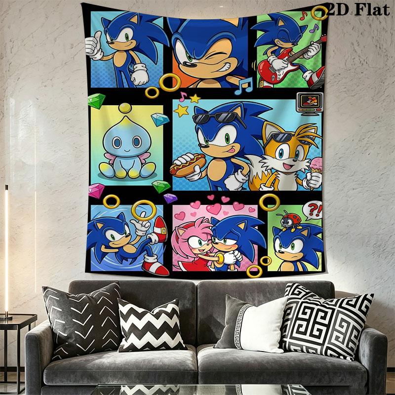 Hedgehog Sonic Bend Wall Hanging Printed Fabric Blanket Decorative Tapestries for Bedroom Living Room Home Decor