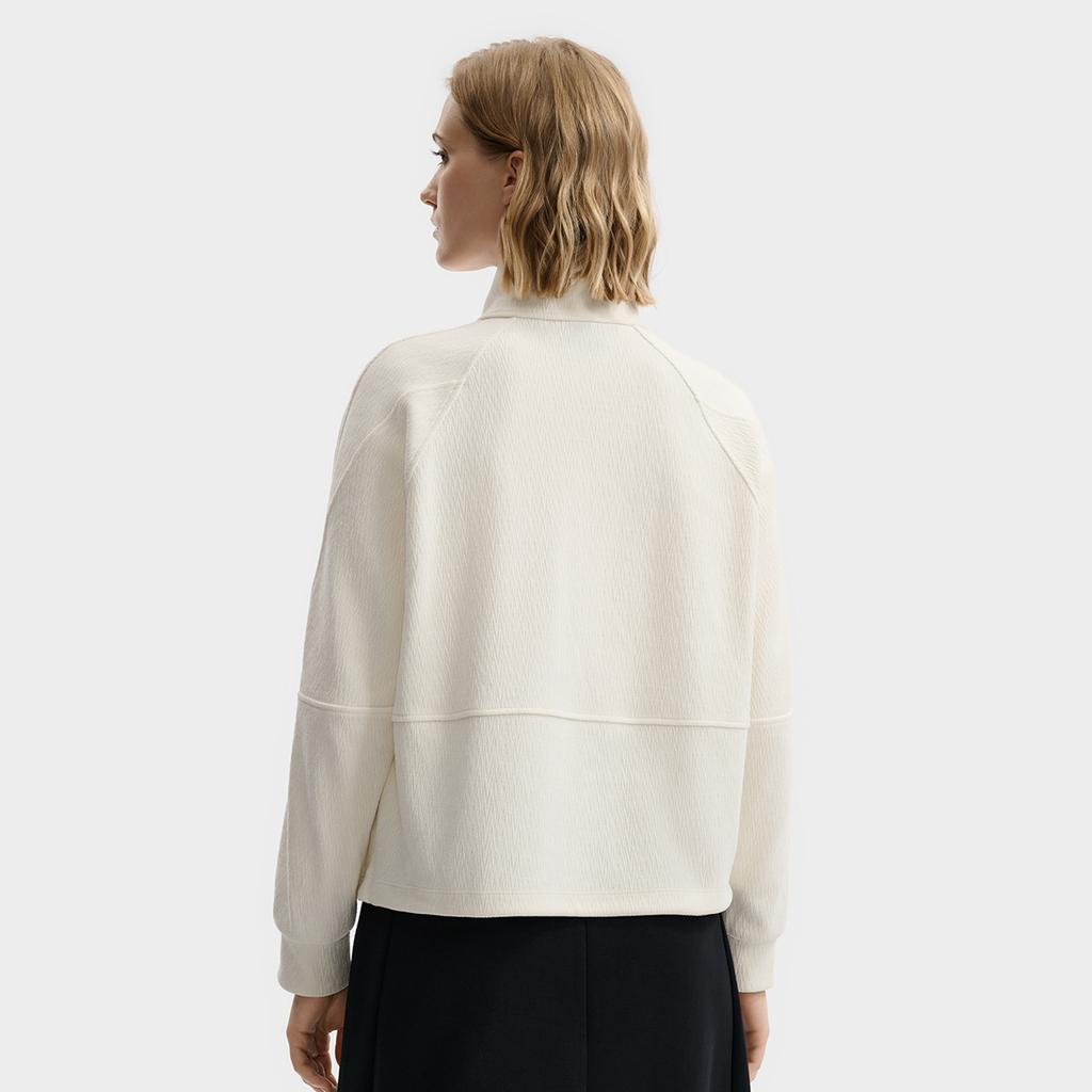 Fila White Minimalist Casual Relaxed Comfortable Loose Knit Jacket Women Jackets F11W543504F-IV