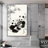 Cute Cartoon Panda Eating Bamboo Canvas Paintings Wall Art Pictures Posters and Prints for Living Kids Bedroom Home Decoration No Frame
