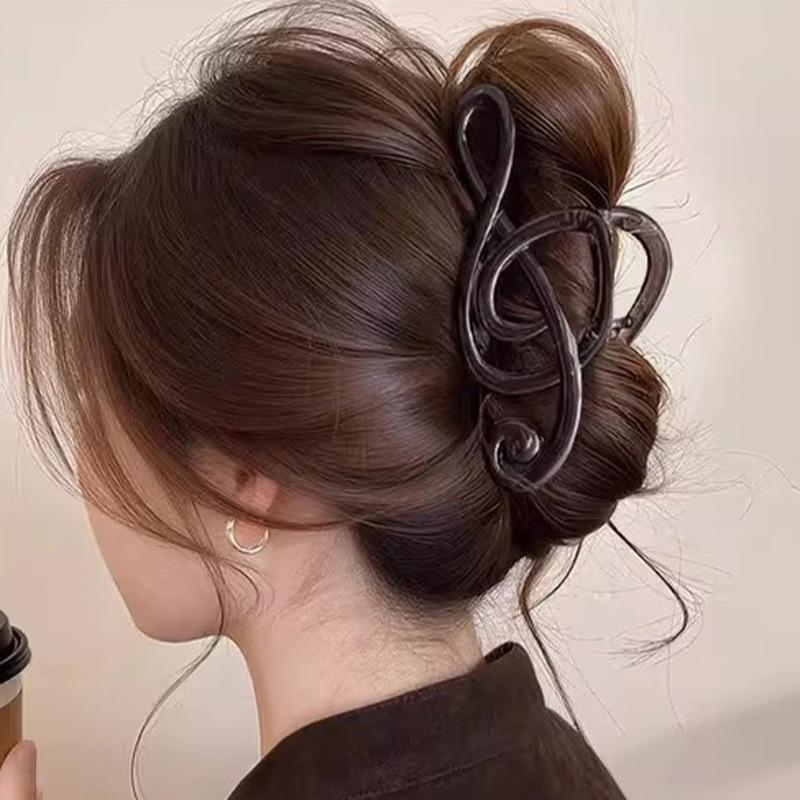 Korean INS Musical Note Shape Hair Claw Acrylic Glossy Sweet Barrettes Hairpin Shark Ponytail Headwear Women Hair Accessories