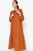 Women's Fashion New Hijab Dress Cinnamon Collar Embroidered Half Patch Linen Look Woven Dress