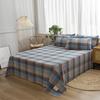 3Pcs 100% Cotton Simple Plaid Pattern Bed Sheet Set Skin-friendly Comfortable Geometric Printed Flat Sheet with Pillowcases