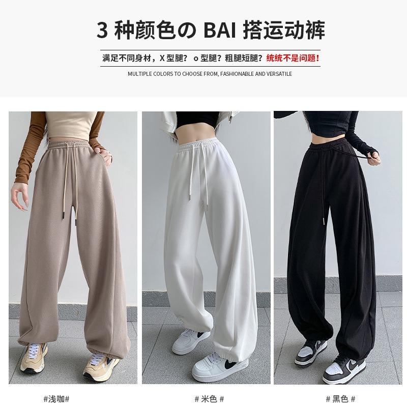 Autumn and winter casual sweatpants women's high waist loose small leggings sweatpants wide leg straight pants