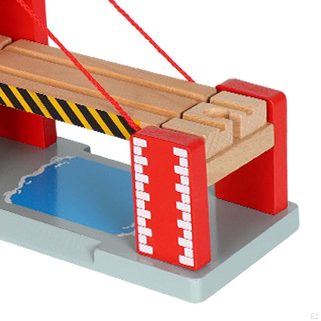 Train Railway Tracks Bridge Wooden Accessories, Wood Toys for Boys Girls Kids