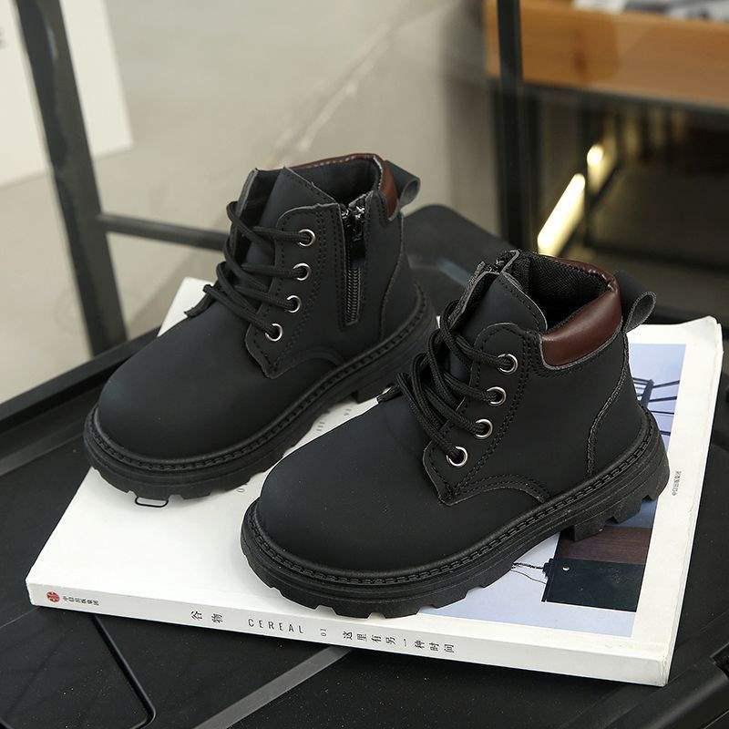 Kids  Plush Martin Boots 2025: Autumn/Winter New British-Style Short Snow Boots for Boys and Girls Size 21 - Insole 14cm