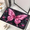Stunning Decorative Butterfly Print Doormat Polyester Entrance Mat Home Decor Floral Design Indoor Outdoor Rug for Bathroom and