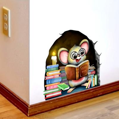 1 adet Fare Deliği 3D Duvar Çıkartmaları Eğlenceli ve Yaratıcı Duvar Çıkartmaları Komik, Karikatür Fare Duvar Çıkartmaları.