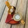 Vintage-Style Solid Brass Military Pocket Compass With Leather Case Home Decor