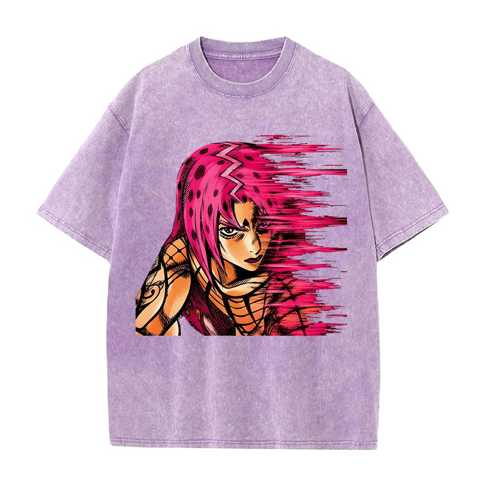 JoJo's Bizarre Adventure Diavolo King Crimson Printed Streetwear Men Women Washed Cotton T-shirts Vintage T Shirt Loose Clothing