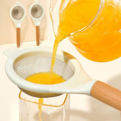 Sito do mąki ze stali nierdzewnej z drewnianą rączką i siatką do cukru pudru, soków, mleka sojowego, sitka, narzędzie kuchenne do pieczenia
