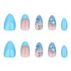 24pcs French blue gradient nail art wear nails hot sale fresh flower nail sheet solid color simple fake nail sheet