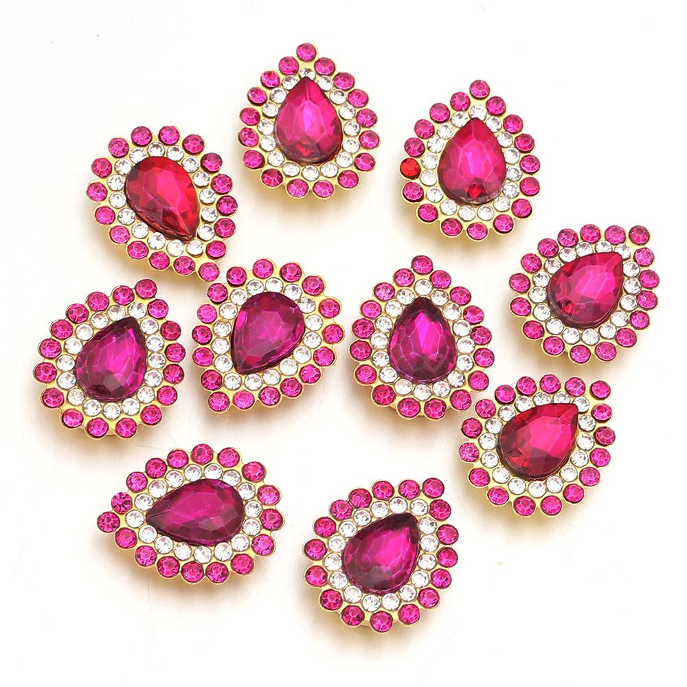 10pcs/lot Sunflower Waterdrop Rhinestones Metal Gold Claw Bottom Acrylic Rhinestones Beads DIY Earrings Headwear Jewelry Making