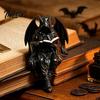Statua Gotica Compatta Figura Oscura Fantasy che Legge Scultura Figura Incappucciata Misteriosa Ornamento per Libreria Resina Falciatore Seduto per Libreria, Scrivania