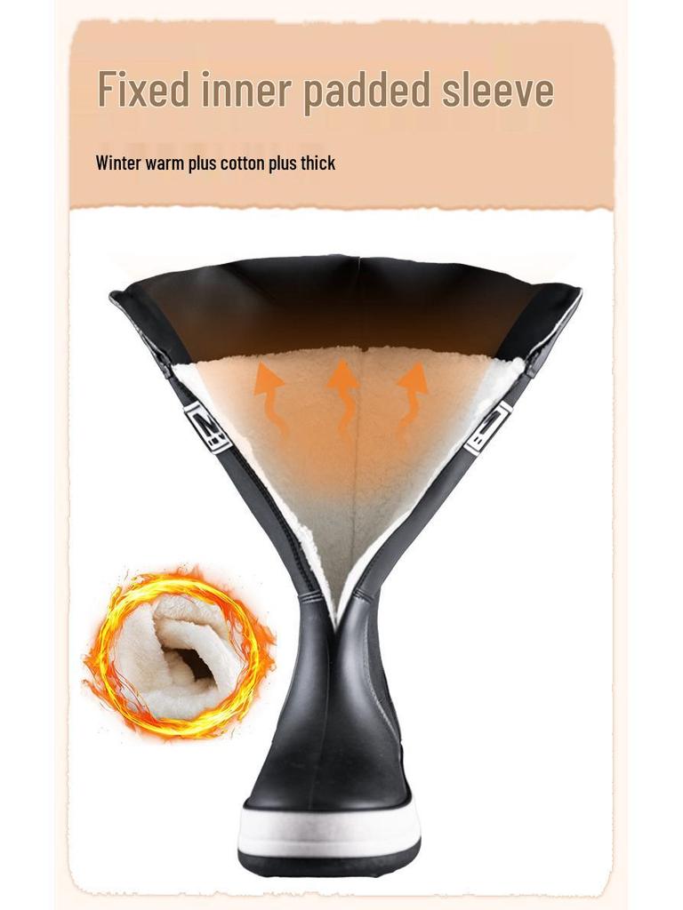 Kids' Korean Style Waterproof Velvet-Lined Non-Slip Rubber Rain Boots for Autumn/Winter: Cold Protection for Boys and Girls of All Ages.