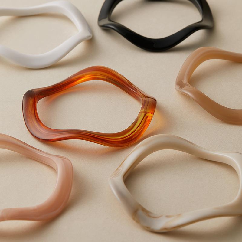 Bohemian Acrylic Bangle Geometric Hip Hop Irregular Wide Bracelet Europe American Style Exaggerated Retro Hand Ring Women