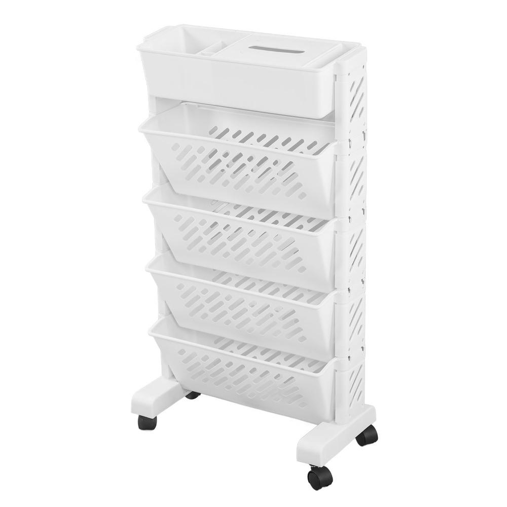 Plastic Mobile Bookcase Removable Storage Cart Durable Rolling Bookshelf Space Saving