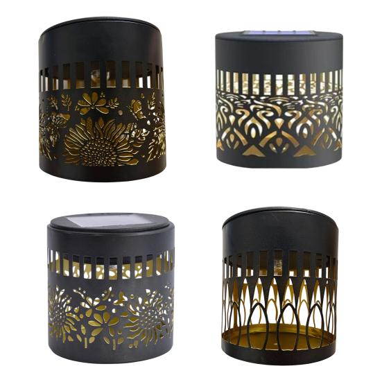 Decorative Solar Lights Iron Outdoor Step Wall Lights Rust-Resistant Waterproof Fence Lights for Garden Post Patio Backyard Yard