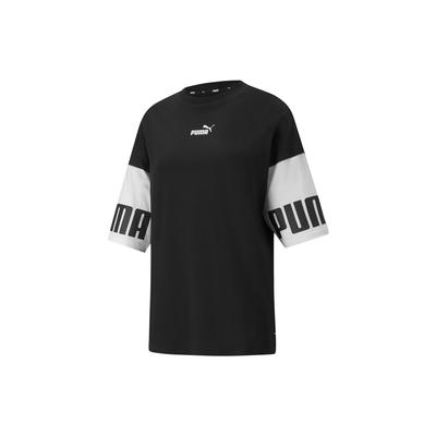 Puma Printed Brand Logo Casual Pullover Breathable Round Neck Short Sleeve T-Shirt Women Tops Black 670967-01
