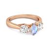Three Stone Natural Moonstone 925 Sterling Silver Rose Gold Vermeil Engagement Ring