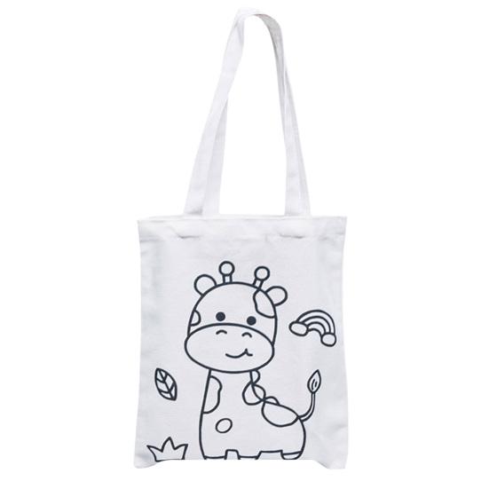 DIY Coloring Canvas Bag Cute Animal Plant Space Designs Kids Tote Reusable Shopping Tote for Children School Outing Picnic