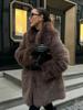 High-Quality Mid-Length Faux Fox Fur Soft Fluffy Coat