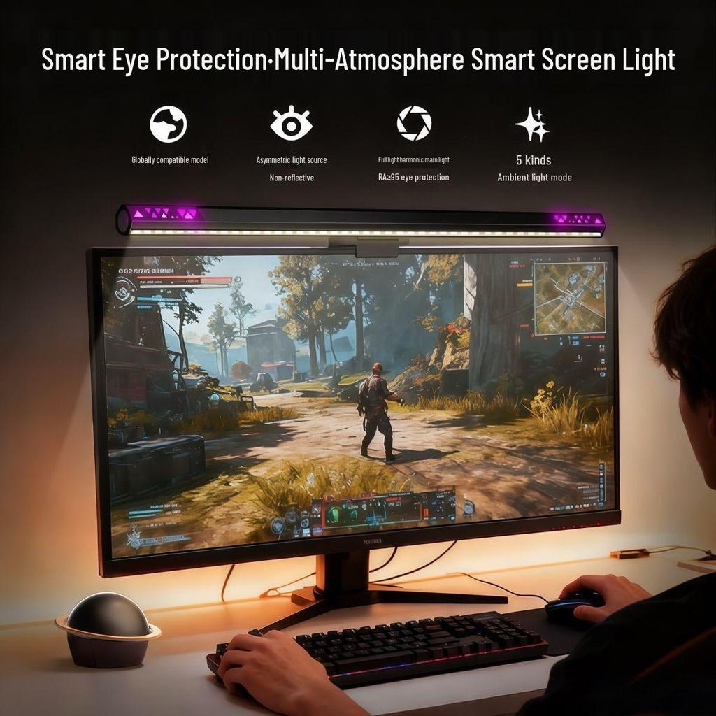 Vollspektrum LED Schreibtischlampe mit Blendschutz, Ra95 Hohe Farbwiedergabe und Augenschutz