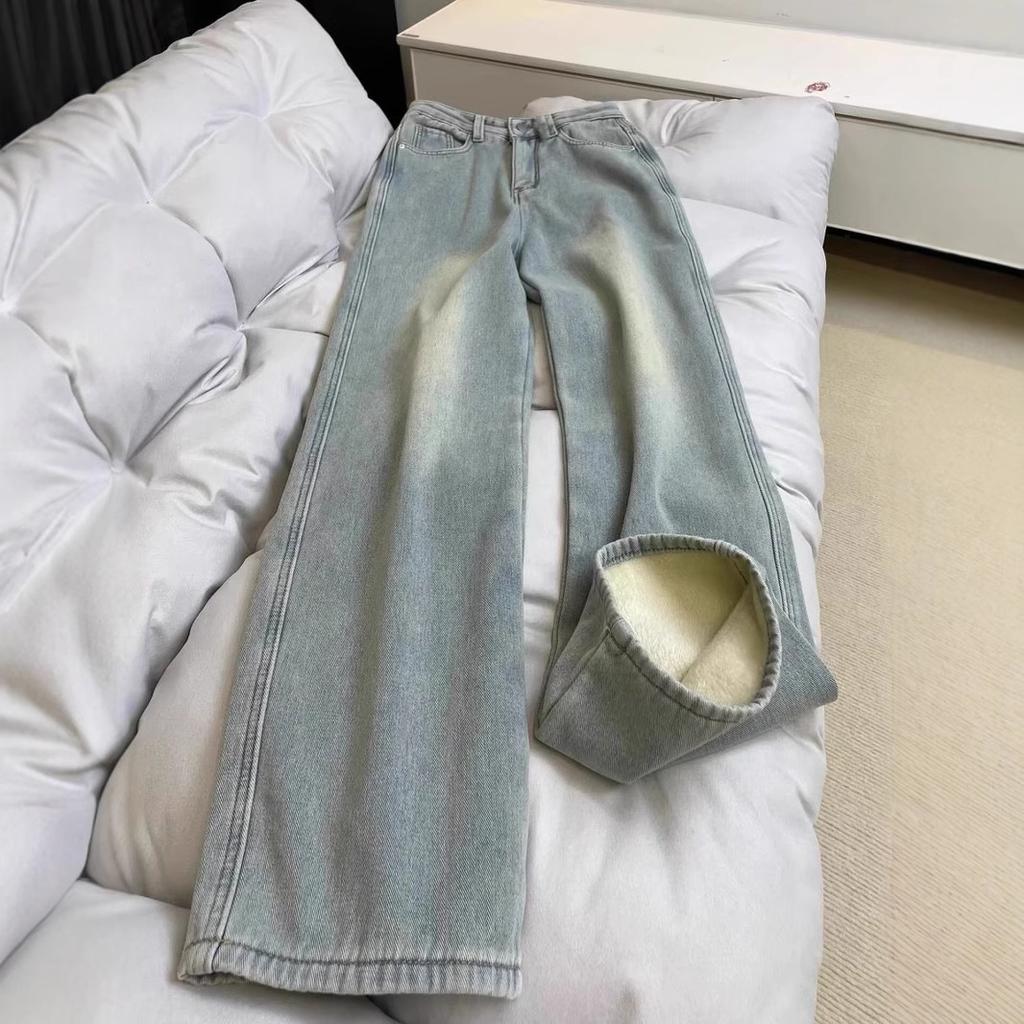 Women's Light Blue High-waist Loose Slim Drapery Versatile Narrow Version Wide-leg Pants