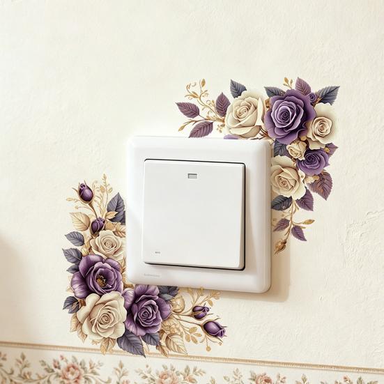 Removable Flower Switch Sticker Waterproof Peel And Stick Light Switch Decal for Living Room Bedroom Bathroom Kitchen Decor