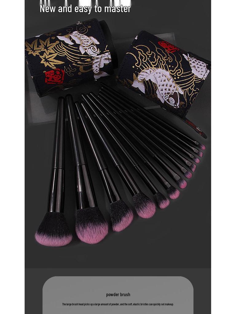 12-Piece Soft Bristle Makeup Brush Set: Includes Powder, Eyeshadow, and Lip Brushes