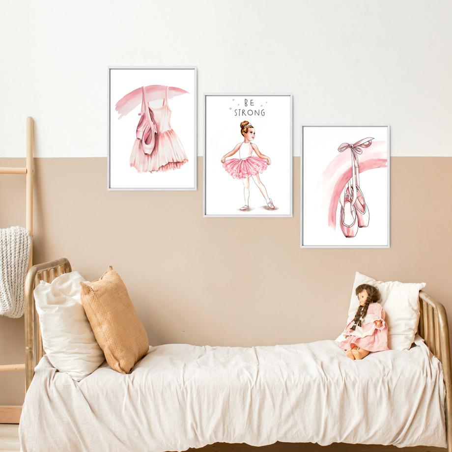 Pink Ballet Girl Rainbow Unicorn Shoes Nursery Wall Art Canvas Painting Posters And Prints Pictures For Baby Kids Room Decor