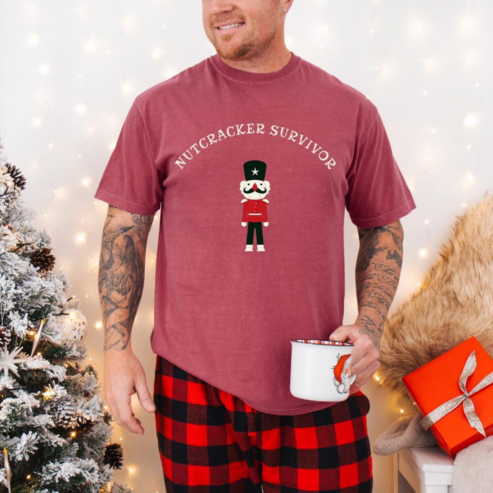 Nutcracker Survivor T shirt, Funny Christmas Shirt Holiday Gift, Christmas Gift for Him, Funny Xmas T Shirt XL