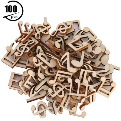 100 Stück Musiknoten aus Holz, gemischt, dekorative 2 cm Notenklammer als Dekorationszubehör