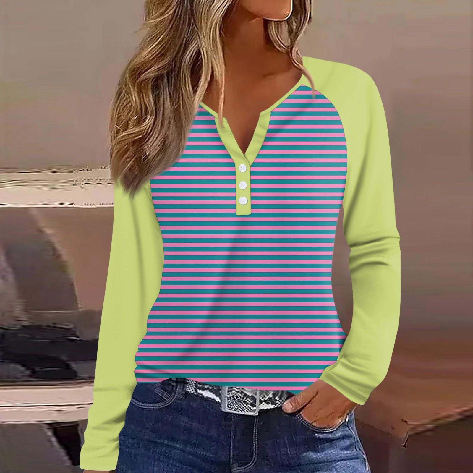 

Женская футболка с принтом, на пуговицах, с длинным рукавом, повседневная, для выходных, модная, базовая, с V-образным вырезом, обычный топ S светло-фиолетовый