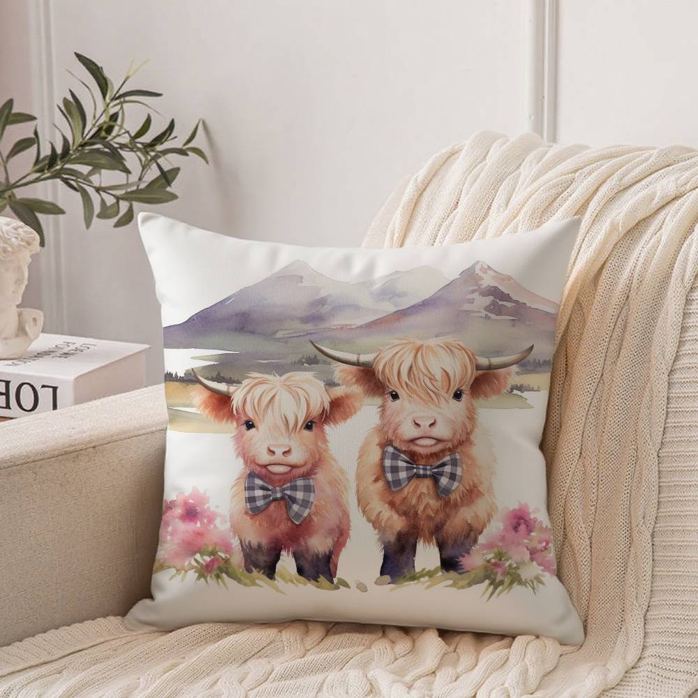 Cute Highland Cow Pillow Case Home Decor Throw For Sofa Bed Car Room Decor Gift Idea