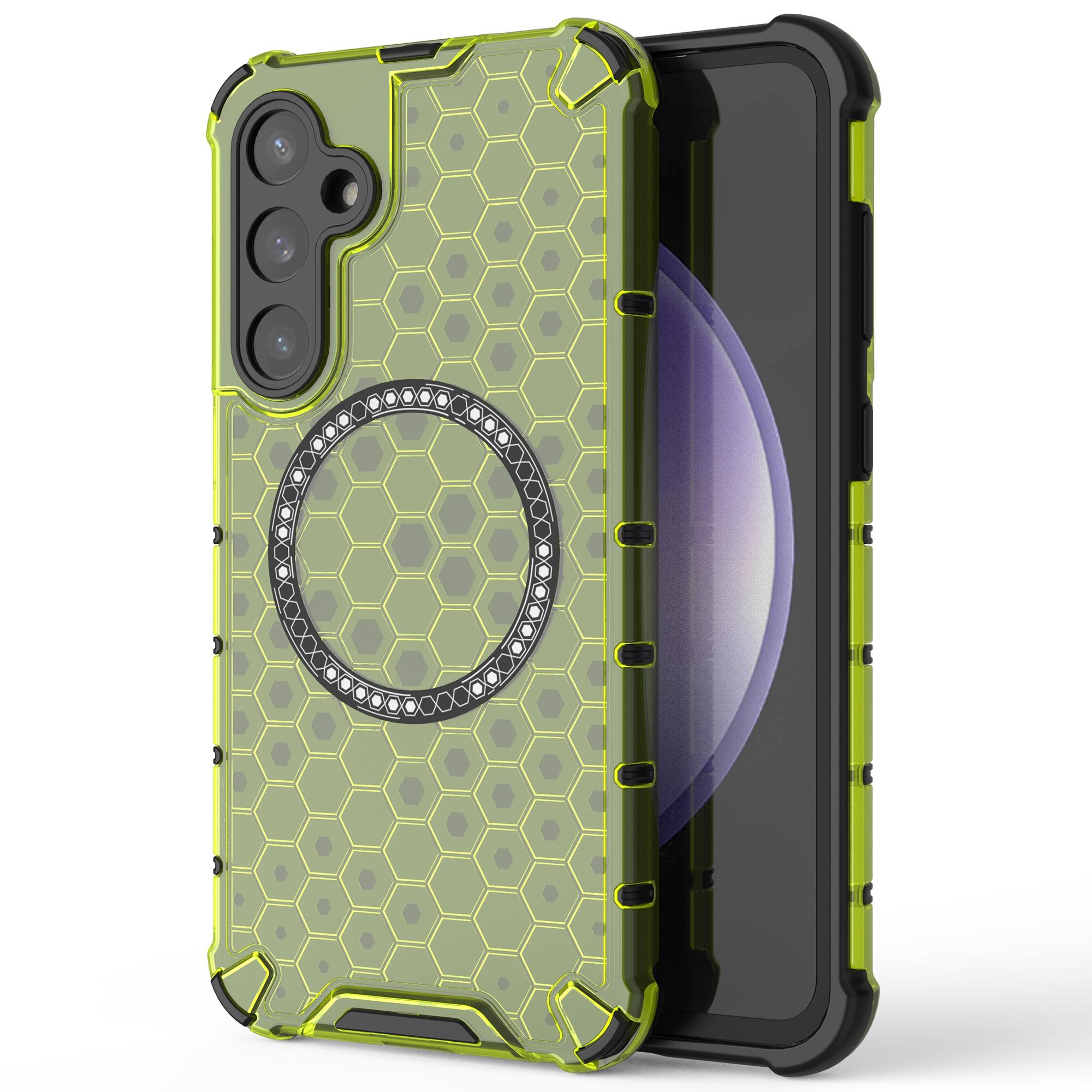 

Чехол для Samsung Galaxy S23 FE Сотовый магнитный кольцевой TPU+PC Чехол для телефона Green