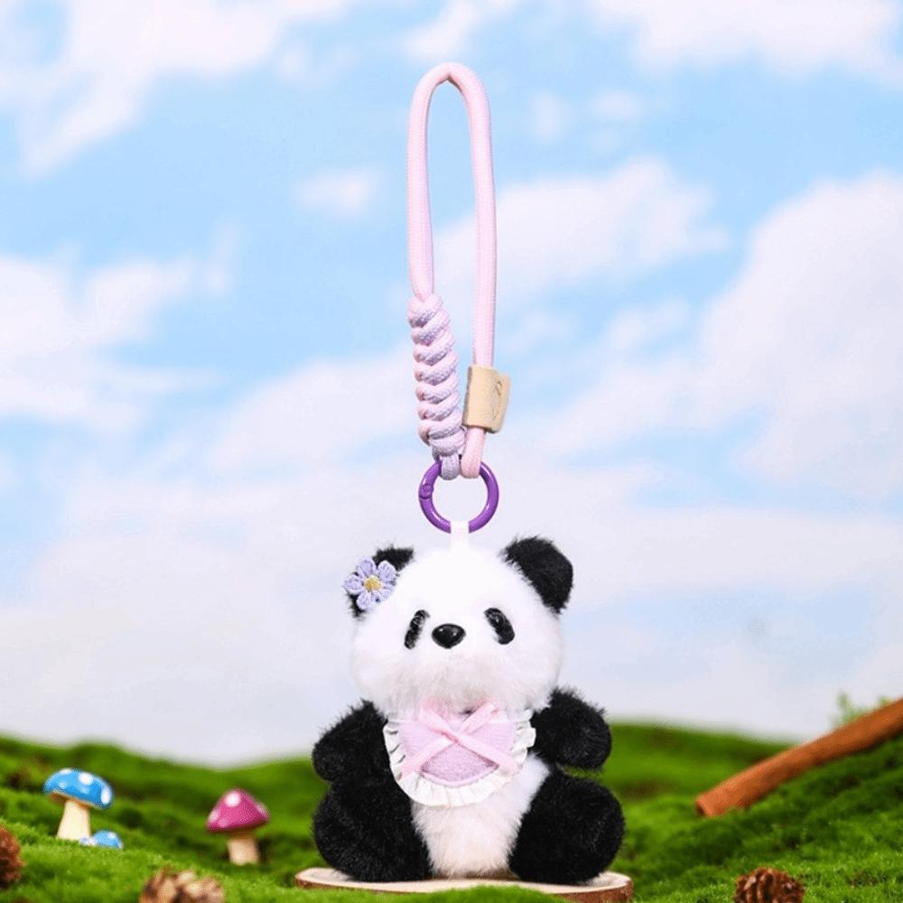 

Подвеска для сумки Плюшевая кукла панда Украшение для рюкзака Плюшевый брелок Милый бантик Брелок с медведем Женщины Девушки фиолетовый
